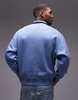 Tommy Jeans linear logo half zip sweatshirt in washed blue