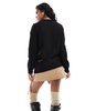 ASOS DESIGN knitted asymmetric sweater with ruched side in black