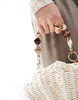 ASOS DESIGN straw shell bag with resin handle and detachable cross body strap