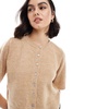 ASOS DESIGN knitted half sleeve cardigan in mocha