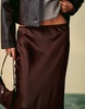 Mango satin midi skirt in brown