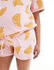 ASOS DESIGN Maternity croissant oversized tee & short pajama set in pink