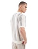 Bershka knit stripe t-shirt in beige