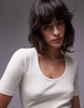 ARKET ribbed jersey T-shirt with scoop neck in off-white