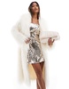 Aria Cove longline oversized faux fur coat in cream