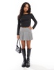 Bershka ribbed bardot top in dark gray
