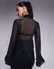AFRM Pru high neck mesh ruffle top in black - part of a set