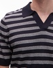 ARKET cotton linen knitted shirt sleeve polo shirt in stripes