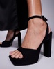 ASOS DESIGN Wide Fit Naples platform barely there block heeled sandals in black suedette