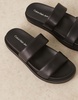 Calvin Klein Jeans leather double strap slide sandals in black