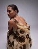Topshop built up double layered cowl neck maxi dress in buttermilk floral