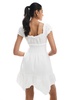 Bershka shirred milkmaid mini dress in ecru