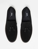 ASOS DESIGN tassel loafers in black suede with natural sole