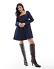 Miss Selfridge fit and flare long sleeve denim dress