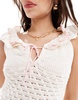 ASOS DESIGN knitted top with eyelet trim in cream