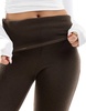 Bershka fold over waistband flared pants in brown