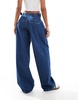 ASOS DESIGN side cinch jeans in indigo
