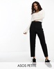 ASOS DESIGN Petite tailored high waist seam detail tapered leg pants in black