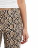 Bershka straight leg faux leather pants in snake print