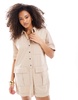 ASOS DESIGN pocket detail utility romper in stone