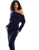 ASOS DESIGN slouchy fallen shoulder midi dress in navy