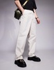 ASOS DESIGN baggy fit pants with workwear patch in ecru