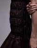 Topshop cap sleeve shirred dress with tie sides in brown with contrast black ties