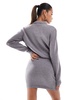 Aria Cove knitted collar detail bodycon mini sweater dress in gray