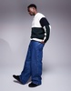 Armani Exchange color block knitted sweater in white and navy