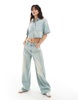 ASOS DESIGN slouchy wide leg jeans in vintage mid blue - part of a set