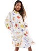 ASOS DESIGN oversized shirt dress with dropped pockets in postcard print