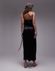 Topshop premium square neck wrap midi slip in black
