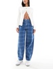 ASOS DESIGN barrel leg jean in check print