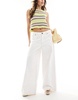 Bershka ultra wide leg jeans in white