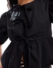 Brave Soul short sleeve tie front blouse in black
