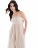 Madewell wide leg jumpsuit with back bow tie-up in natural stripe