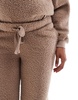 ASOS DESIGN Maternity lounge borg sweatshirt & wide leg pants set in taupe