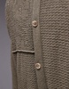 Topman mixed pattern crochet long sleeve polo with camp collar in khaki