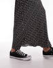 Topshop satin jacquard bias maxi skirt in mono polka dot - part of a set