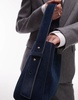 Mango suede adjustable strap shoulder bag in navy