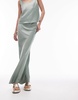 Topshop bias maxi skirt with knicker trim detail in summer khaki - part of a set