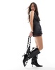 ASOS DESIGN satin longline slash neck vest in black