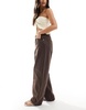 Bershka ballon wide leg jeans in washed brown