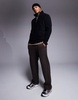 ASOS DESIGN quarter zip fleece sweatshirt in black