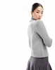 Weekday Winona high neck rib zip-through cardigan in Gray