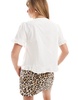 ASOS DESIGN broderie trim collarless blouse in white