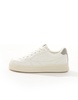 Bershka lace up sneakers with back tab in white