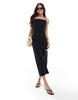 Bershka bengaline halterneck maxi dress in black