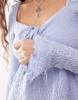 Reclaimed Vintage textured tie front ruffle sleeve blouse in blue