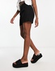 Vero Moda pleat front linen blend shorts in black